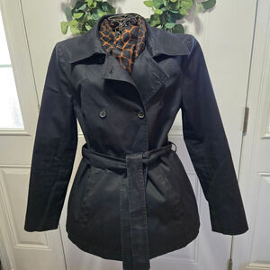 Women's Brooks Brothers 346 Black Trench Coat Size 8